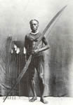 South Andaman islander with "paddle" bow and arrows.