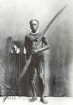 South Andaman islander with "paddle" bow and arrows.
